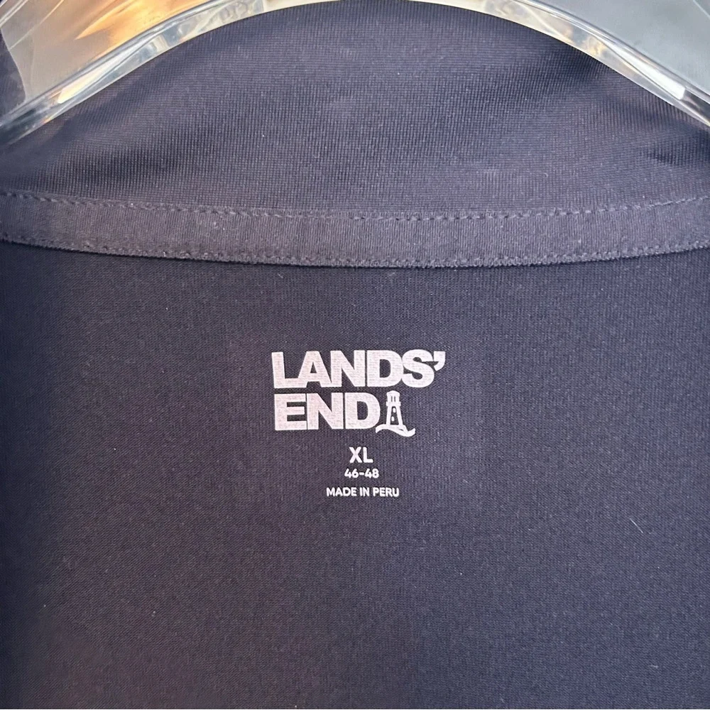 Lands End Rapid Dry Sporty Zip Vest Jacket Dadcore Layer Navy Blue Size XL